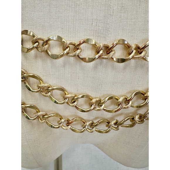 Vintage Gold Tone Multi Strand Layered Chain Belt Statement Accessory Wrap - Picture 3 of 16